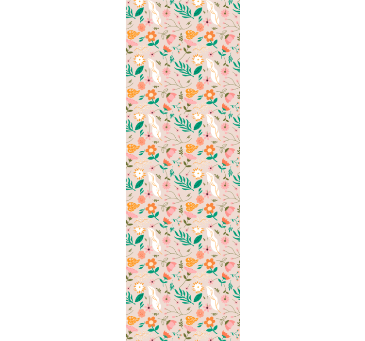 Blooming pattern and feathers flower wallpaper - TenStickers