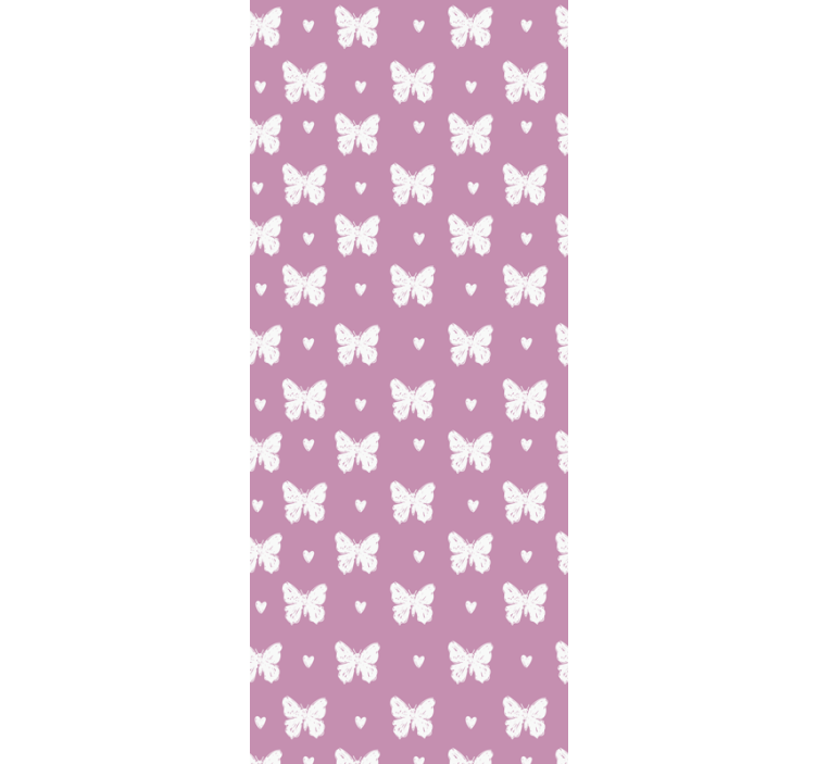 Butterfly wallpaper white and pink heart design - TenStickers