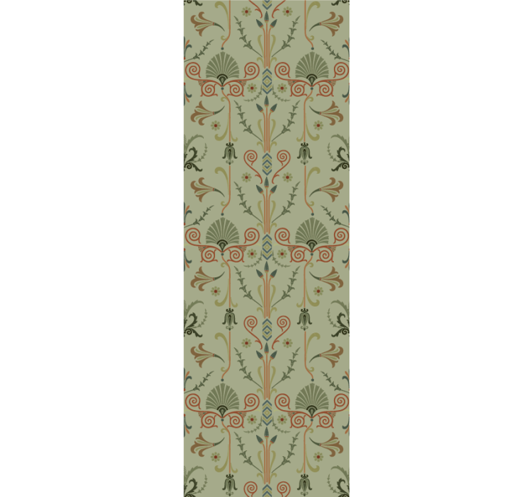 Green classic pattern with flowers wallpaper - TenStickers