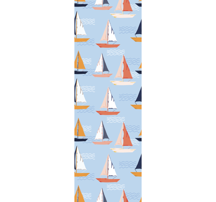 Colorful Sailboats Pattern personalized wallpaper - TenStickers