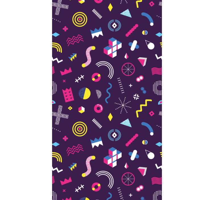 Vibrant Retro Shapes geometric wallpaper - TenStickers
