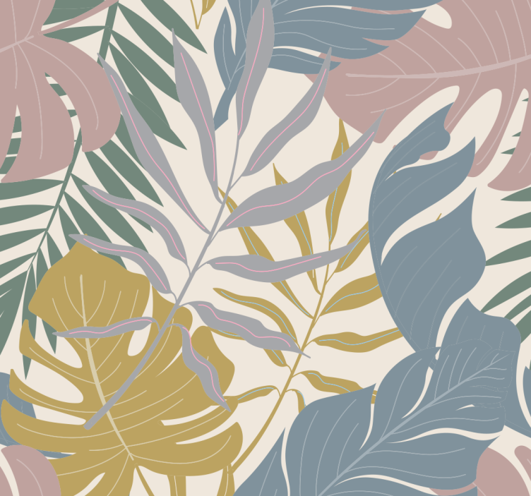 Tropical foliage details home office wallpaper - TenStickers