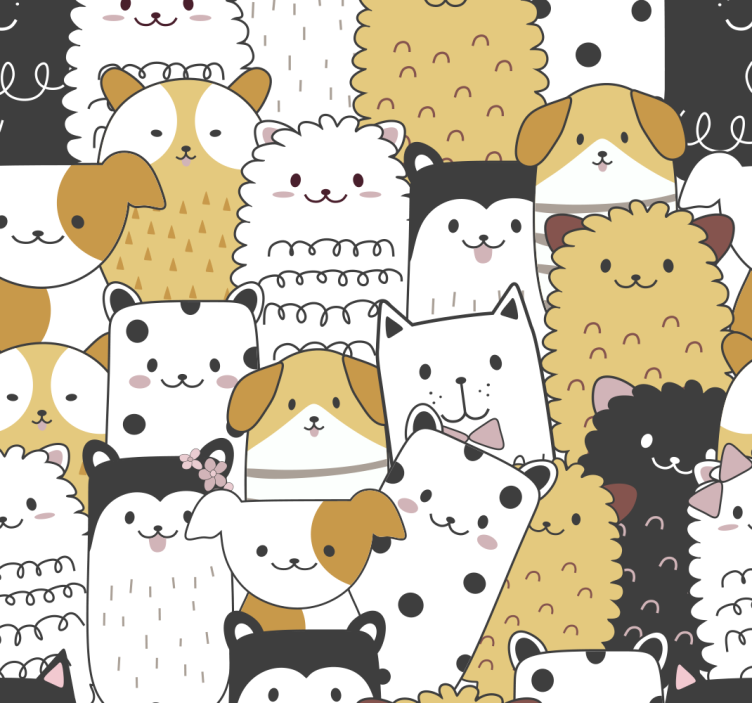 Different cute dogs pattern kid's wallpaper - TenStickers