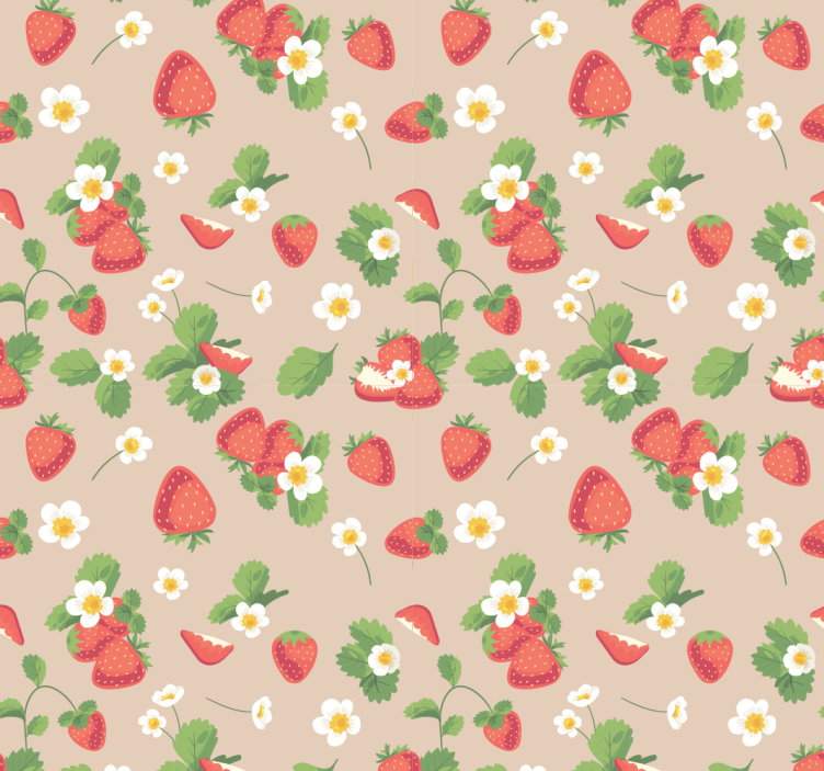 Strawberries and flowers wallpaper - TenStickers