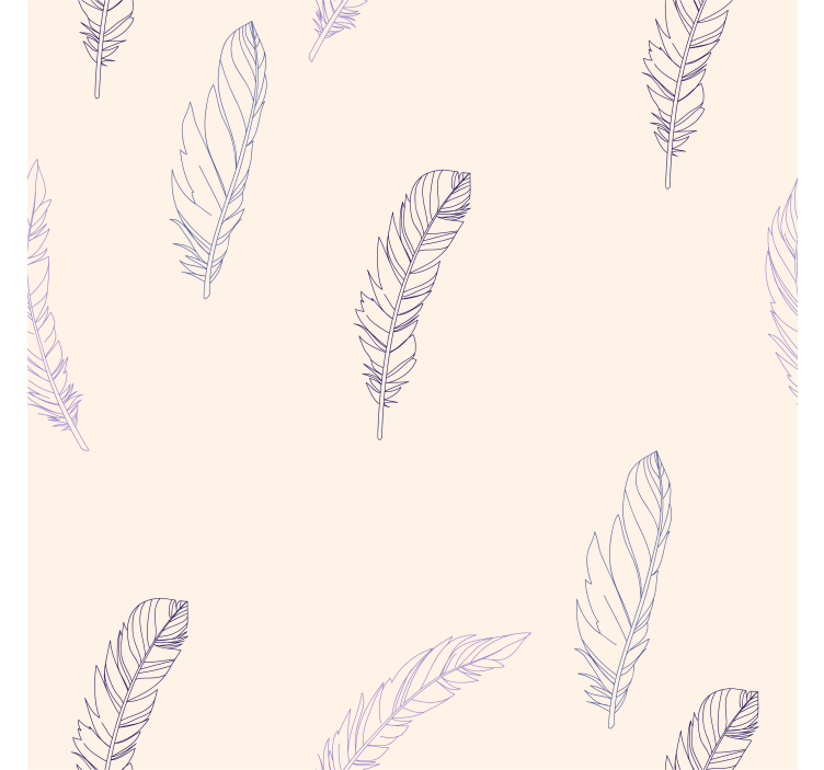 draw of feathers line  Living room wallpaper - TenStickers