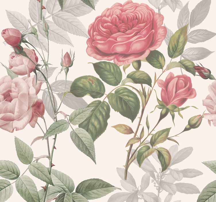 Large roses headboard Floral wallpaper - TenStickers