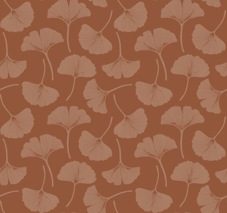 Ginkgo leaves Terracotta colour wallpaper - TenStickers