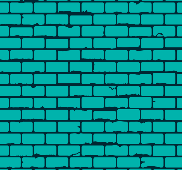 Teal brick illusion brick wallpaper - TenStickers