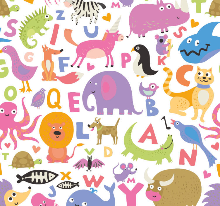 Alphabet Animals kids wallpaper - TenStickers