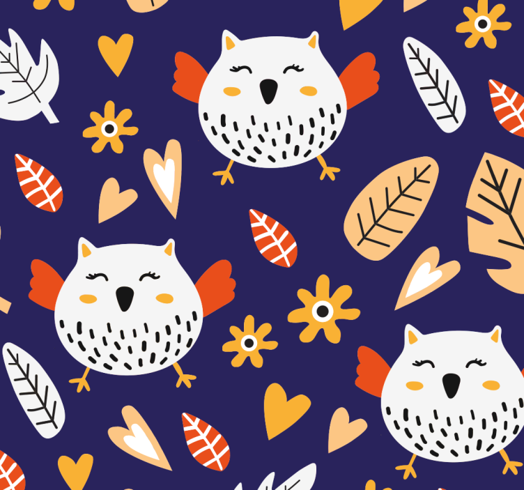 Owl Nature Pattern birds wallpaper - TenStickers