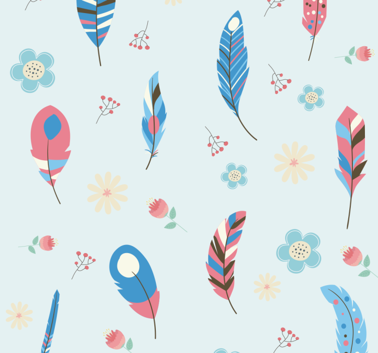 Bohemian Feather Motif teenagers wallpaper - TenStickers