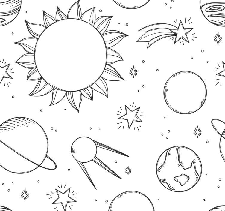 Space Doodle kids wallpaper - TenStickers