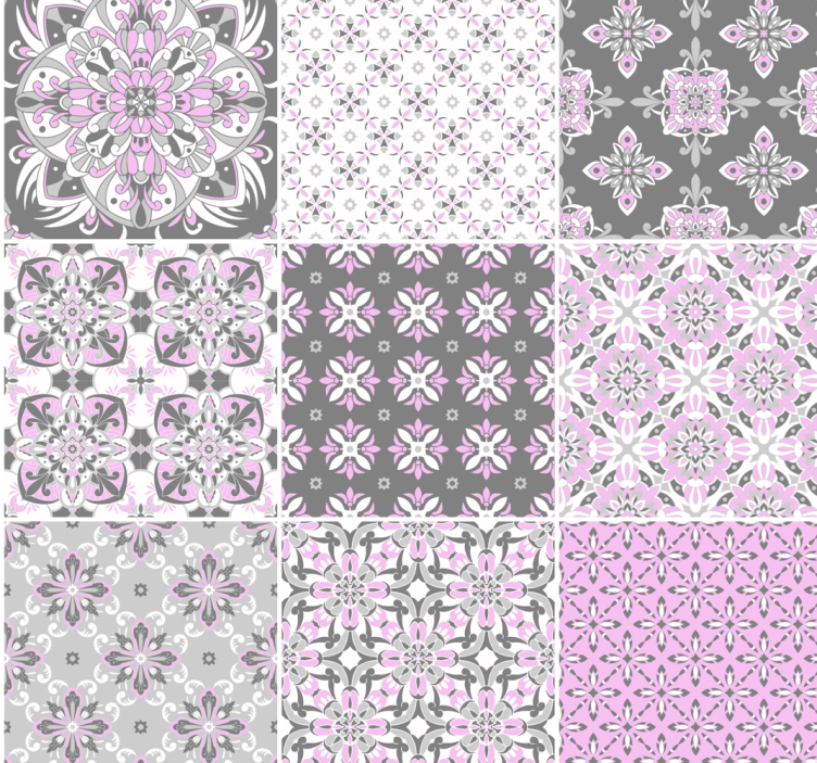 Tile effect wallpaper with tile-patterned designs - TenStickers