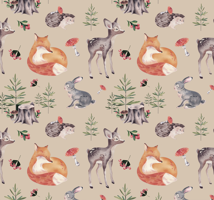 Kids' forest pattern more animal wallpaper - TenStickers