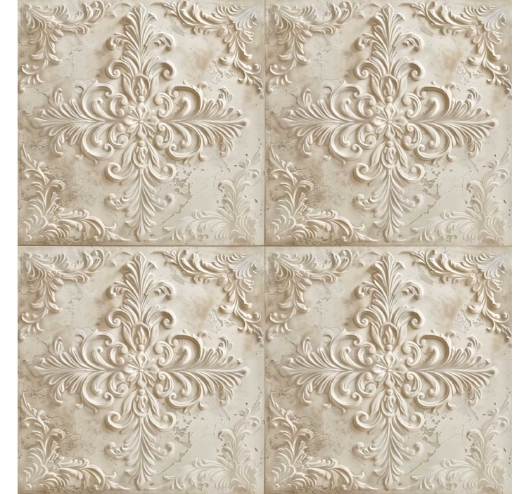 Beige tiles baroque wallpaper - TenStickers