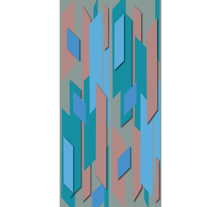 Abstract blue and pink shapes living room wallpaper - TenStickers