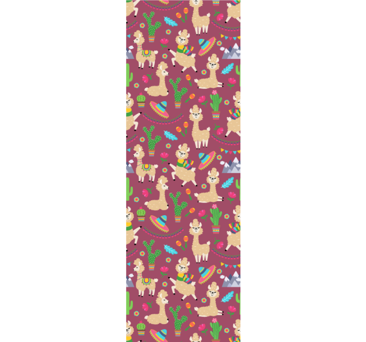 Lively Llama Pattern animal wallpaper - TenStickers