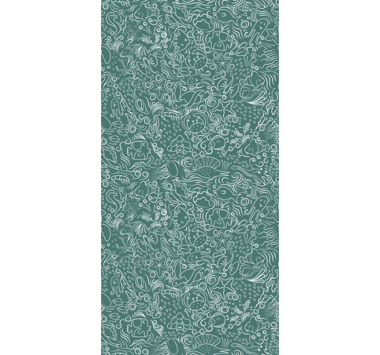 Undersea Hand drawn pattern Animal Wallpaper - TenStickers