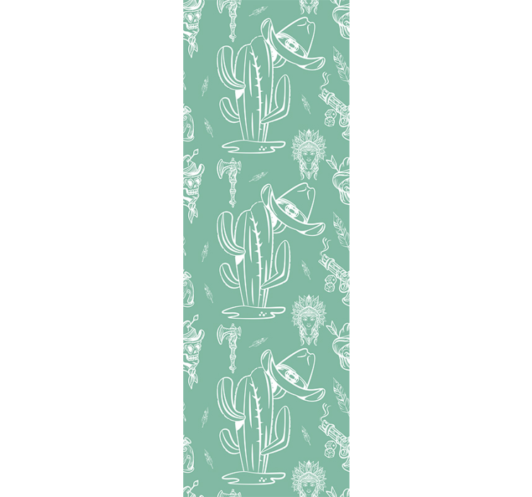 Cactus Cowboy Pattern modern wallpaper - TenStickers