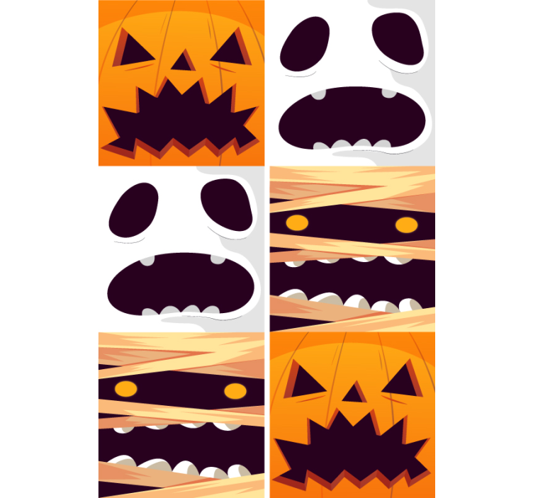 Frightening Faces halloween wallpaper - TenStickers