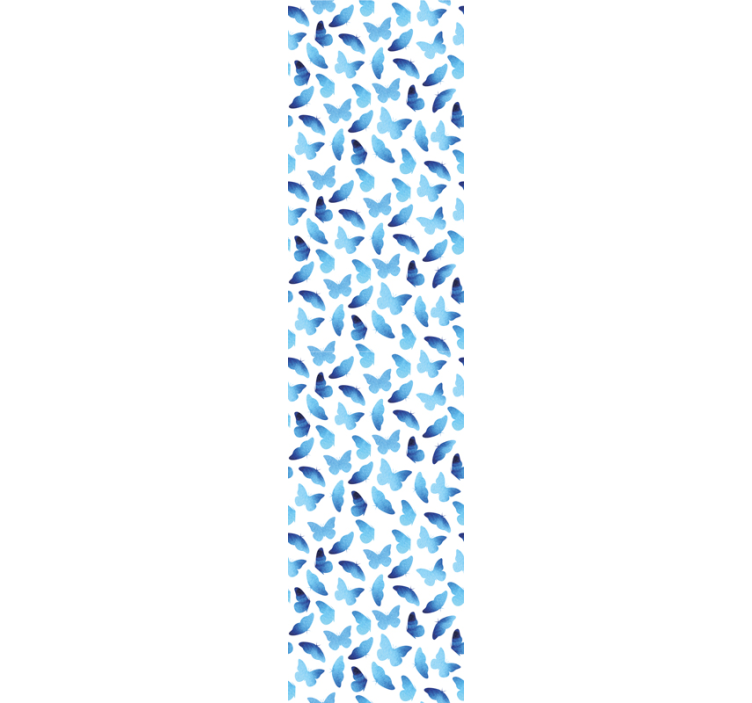 Butterfly wallpaper in blue and white motif - TenStickers