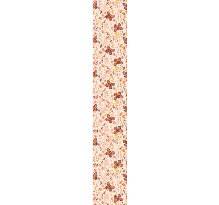Butterfly wallpaper with pink flowers - TenStickers