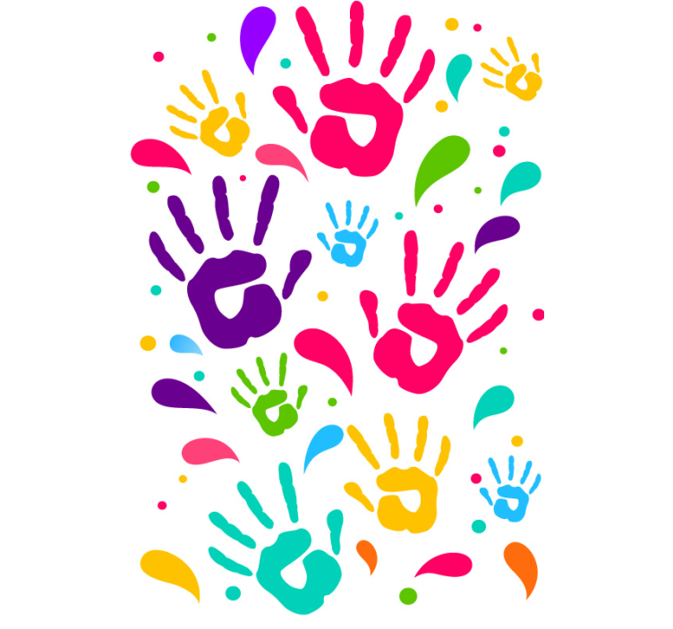 Colorful Handprints kids wallpaper - TenStickers