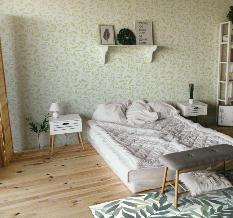 Leaf wallpaper delicate leaf imprint design - TenStickers