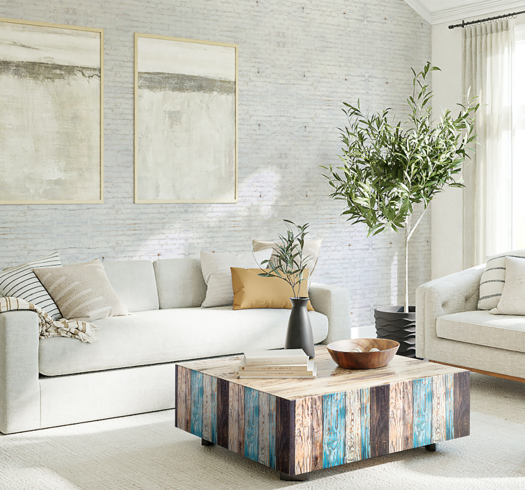 Brick wallpaper white brick facade - TenStickers