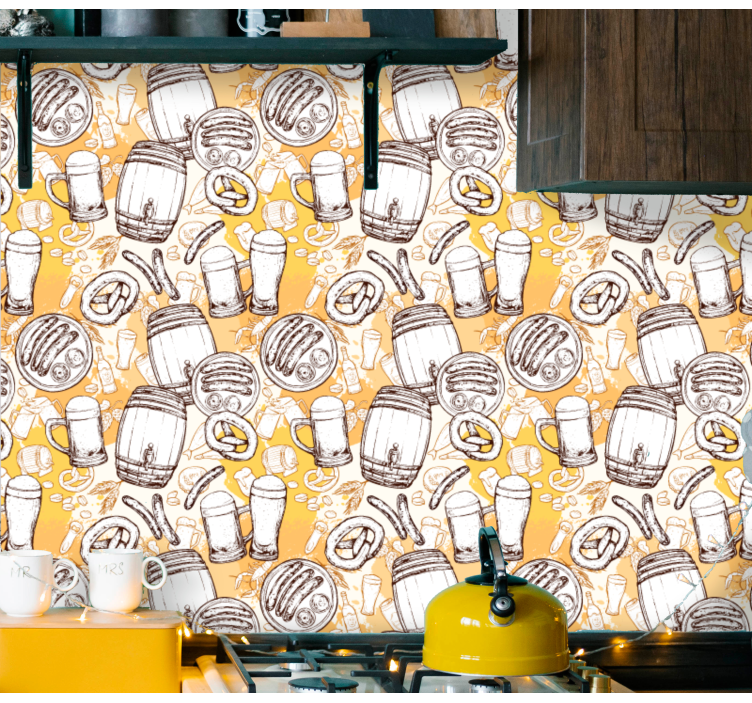 Vintage beer style kitchen wallpaper - TenStickers