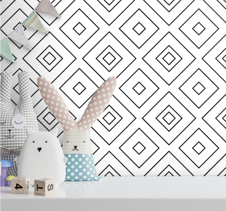Black and white diamonds geometric wallpaper - TenStickers