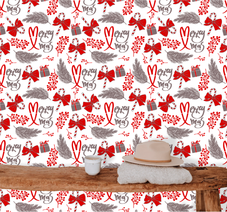 Merry xmas seamless pattern wallpaper - TenStickers