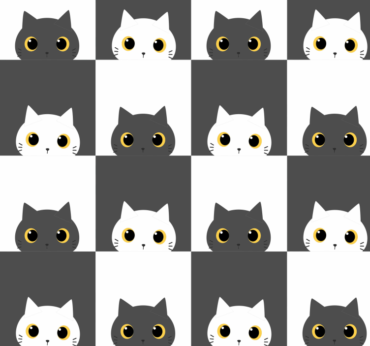 Checkerboard Cats cat wallpaper - TenStickers