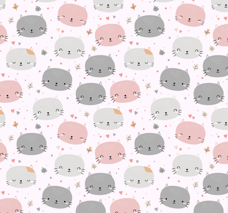 Adorable Cat Pattern cat wallpaper - TenStickers