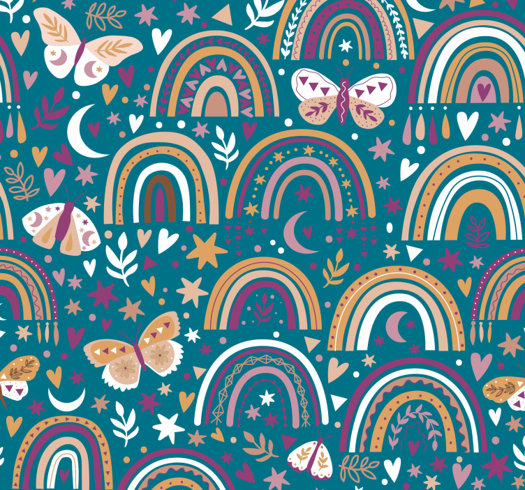 Bohemian Rainbow Motif kids wallpaper - TenStickers