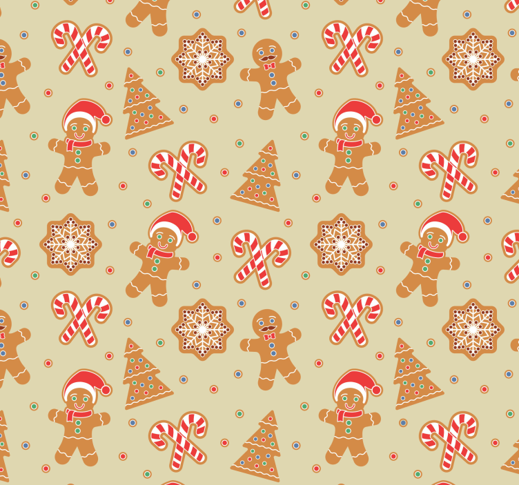 Festive gingerbread figures christmas wallpaper - TenStickers