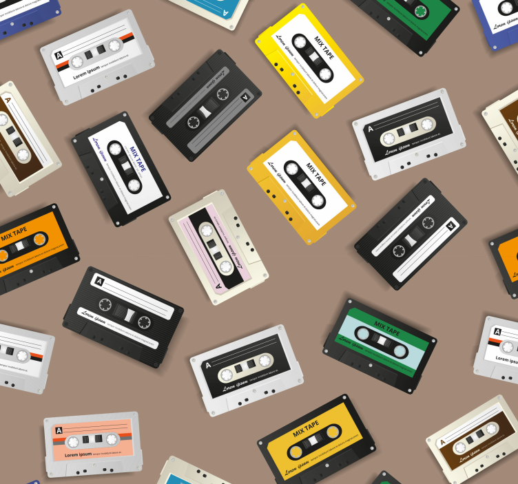 Retro Cassette Pattern personalized wallpaper - TenStickers