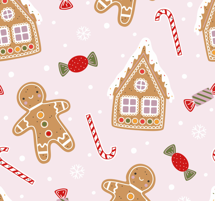 Gingerbread Festivity christmas wallpaper - TenStickers