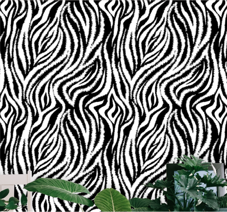 Classic black and white zebra wallpaper - TenStickers