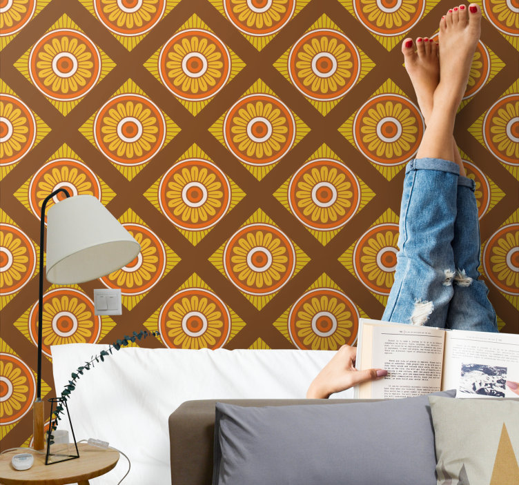 70's dots vertical stripes spotty wallpaper - TenStickers