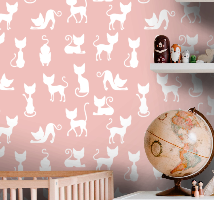 Funny different posture of cat wallpaper - TenStickers