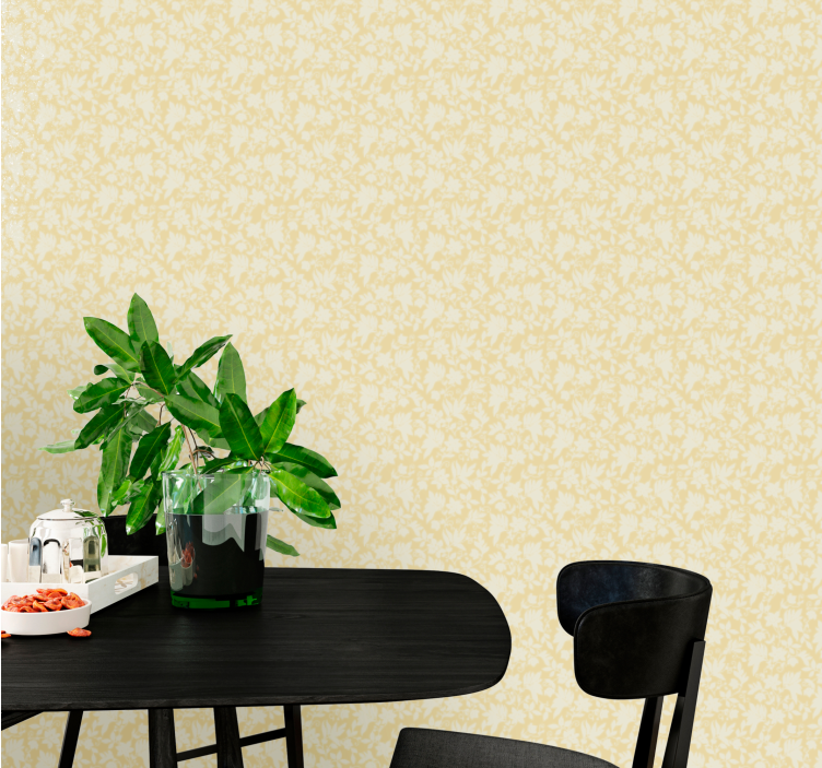 Abstract yellow motif leaf wallpaper - TenStickers