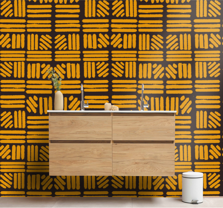 African style golden art abstract wallpaper - TenStickers