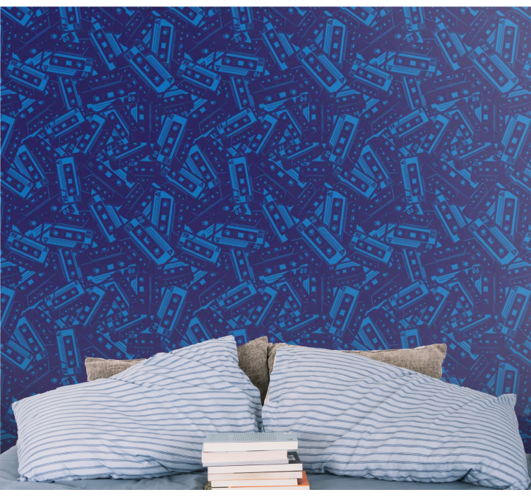 Alphanumeric Pattern blue wallpaper - TenStickers
