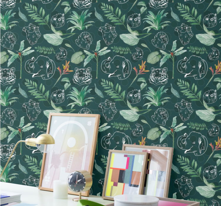 Animal Faces jungle wallpaper - TenStickers