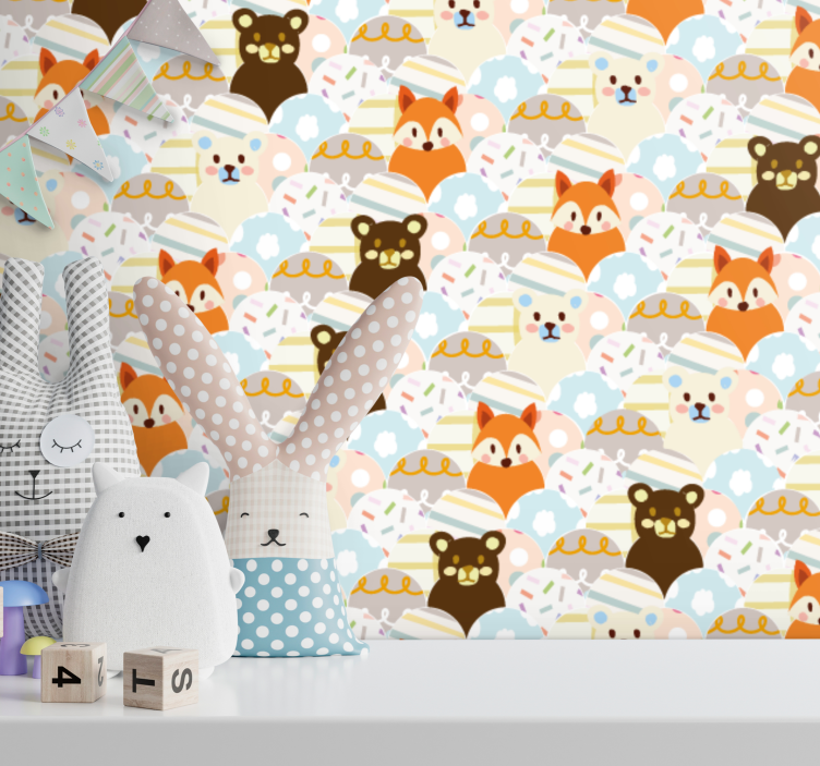 Animal Faces nursery wallpaper - TenStickers