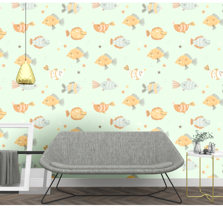 Aquatic Friends Pattern fish wallpaper - TenStickers