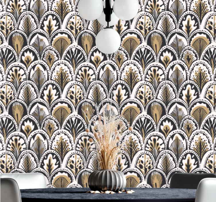 art deco fans pattern Ornamental wallpaper - TenStickers