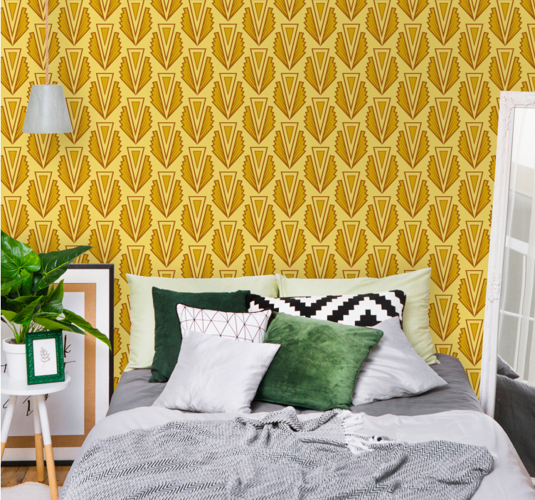 Art deco golden wing shaped pattern  wallpaper - TenStickers