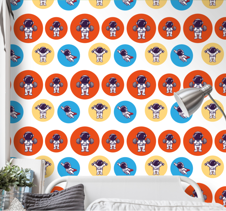 Astronaut Pattern Fun kids wallpaper - TenStickers